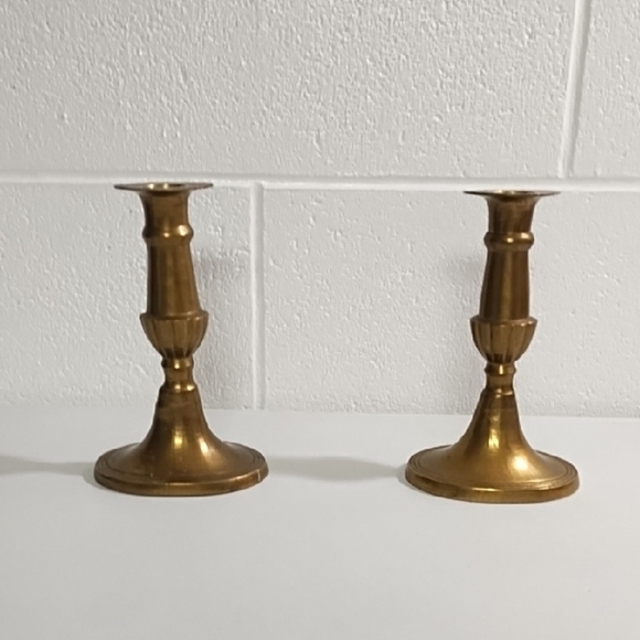 2 Matching Solid Brass Candle Holders Sticks Vintage 6.5" tall - Picture 10 of 10